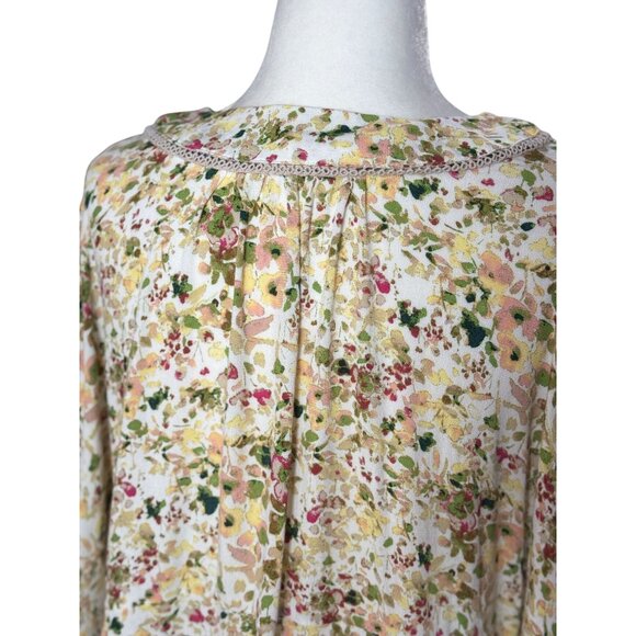 Flint&Moss Womens M Floral Boho Kimono Sleeve Top V Neck Pink Tunic Blouse Chic - Picture 4 of 10